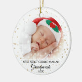 Eerste Kerstmis als grootouderfoto Keramisch Ornament (Links)
