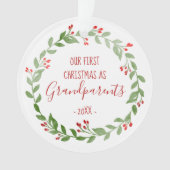 Eerste Kerstmis als Grootouders Aangepaste Baby Fo Ornament (voorkant)