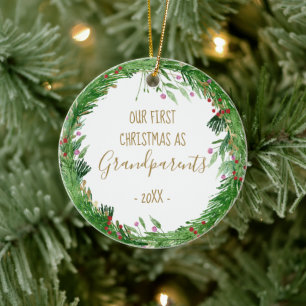 Eerste Kerstmis als Grootouders Baby Foto Keramisch Ornament