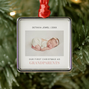 Eerste Kerstmis als grootouders Baby Girl foto Metalen Ornament