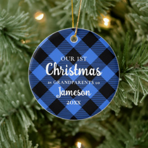 Eerste Kerstmis als Grootouders Blue Pset Foto Keramisch Ornament