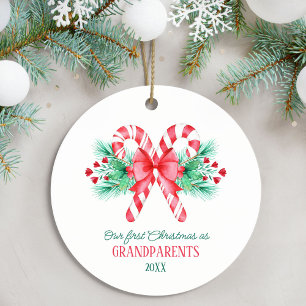 Eerste Kerstmis als grootouders Candy Canes Keramisch Ornament
