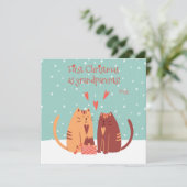 Eerste Kerstmis als grootouders! Cute Cats Feestdagenkaart (Staand voorkant)