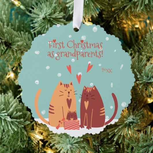 Eerste Kerstmis als grootouders! Cute Cats Ornament Kaart (Insitu (Drie))