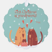 Eerste Kerstmis als grootouders! Cute Cats Ornament Kaart (Achterkant)