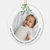 Eerste Kerstmis als grootouders Foto Mistletoe Keramisch Ornament (Links)