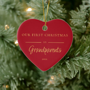 Eerste Kerstmis als grootouders Foto Rood Ornament