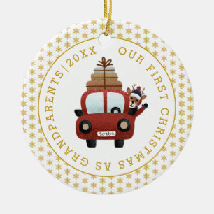 Eerste Kerstmis als grootouders gouden glitter fot Keramisch Ornament