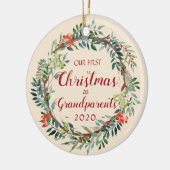 Eerste Kerstmis als Grootouders Ivory Foto Keramisch Ornament (Links)