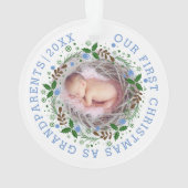 Eerste Kerstmis als grootouders met blauwe foto Ornament (achterkant)