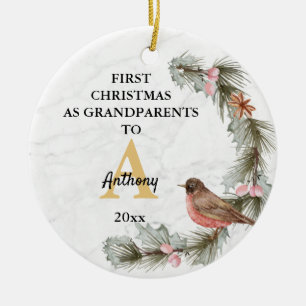 Eerste Kerstmis als grootouders op naam van de dou Keramisch Ornament