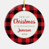 Eerste Kerstmis als Grootouders Red Pset Round Keramisch Ornament (Achterkant)