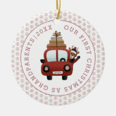 Eerste Kerstmis als grootouders roos goudfoto Keramisch Ornament (Voorkant)