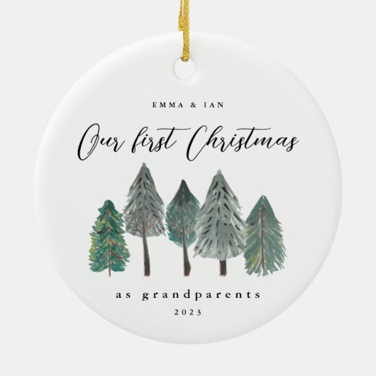 Eerste Kerstmis als grootouders Rustic Trees Keramisch Ornament (Achterkant)