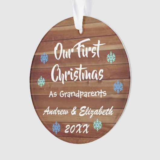 Eerste Kerstmis als grootouders Rustisch Ornament (voorkant)