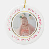 Eerste Kerstmis als grote grootouders Moderne foto Keramisch Ornament (Voorkant)