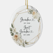Eerste Kerstmis als Grote oma White Floral Keramisch Ornament (Rechts)