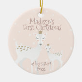Eerste Kerstmis als grote zus - Cute Deer - Roze Keramisch Ornament (Voorkant)