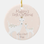 Eerste Kerstmis als grote zus - Cute Deer - Roze Keramisch Ornament (Achterkant)