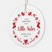 Eerste Kerstmis als kleine zuster met persoonlijke Keramisch Ornament (Links)
