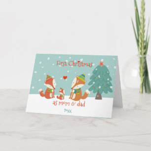 Eerste Kerstmis als mam en pap - Cute Woodland Fox Kaart