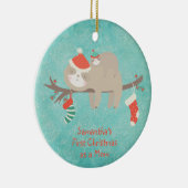 Eerste Kerstmis als mama Cute Sloth Moeder Baby Keramisch Ornament (Rechts)