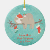 Eerste Kerstmis als mama Cute Sloth Moeder Baby Keramisch Ornament (Achterkant)