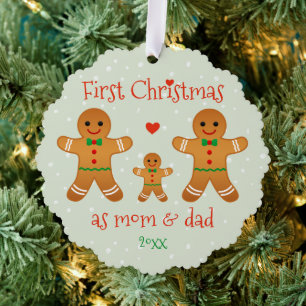 Eerste Kerstmis als mama en papa - Gingerbrood Man Ornament Kaart