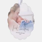 Eerste Kerstmis als Mama Naam Jaar Foto Ornament Kaart (Links)