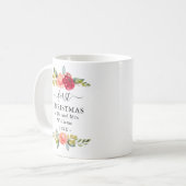 Eerste Kerstmis als Mok van de heer Floral Coffee (Voorkant links)