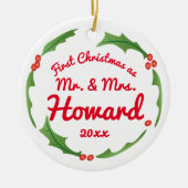 Eerste Kerstmis als Mr. en mevrouw tree ornament (Voorkant)