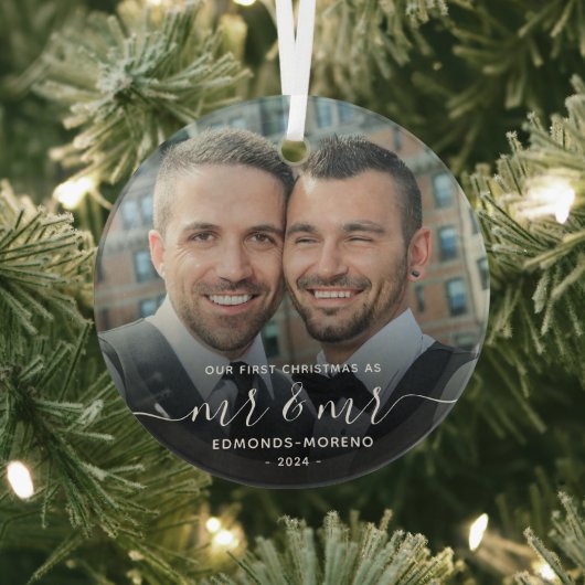 Eerste Kerstmis als Mr en Mr Keepsake Glas Ornament (Insitu)