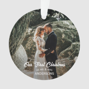 Eerste Kerstmis als Mr en Mrs Paar Foto Ornament