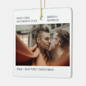 Eerste Kerstmis als Mr. & Mr. Photo Keepomwille Keramisch Ornament (Links)