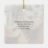 Eerste Kerstmis als Mr. & Mr. Photo Keepomwille Keramisch Ornament (Achterkant)