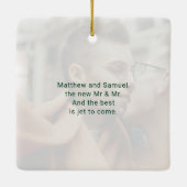 Eerste Kerstmis als Mr. & Mr. Photo Keepomwille Keramisch Ornament (Achterkant)