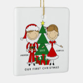Eerste Kerstmis als Mr & Mrs Ceramic Ball Kerstmis Keramisch Ornament (Rechts)