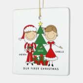 Eerste Kerstmis als Mr & Mrs Ceramic Ball Kerstmis Keramisch Ornament (Links)