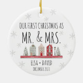 Eerste Kerstmis als Mr & Mrs Christmas Stocking Keramisch Ornament (Achterkant)