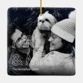 Eerste Kerstmis als Mr & Mrs Foto Keramisch Ornament (Achterkant)