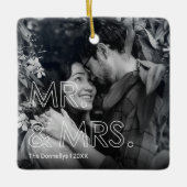 Eerste Kerstmis als Mr & Mrs Foto Keramisch Ornament (Voorkant)