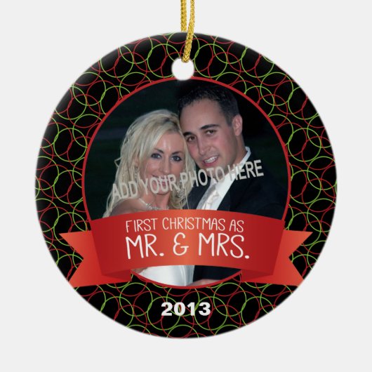 Eerste Kerstmis als Mr. & Mrs Foto Keramisch Ornament (Voorkant)