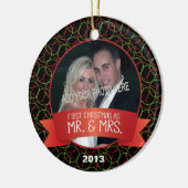 Eerste Kerstmis als Mr. & Mrs Foto Keramisch Ornament (Links)