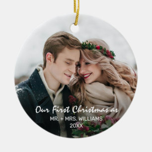 Eerste Kerstmis als Mr. & Mrs Foto Keramisch Ornament