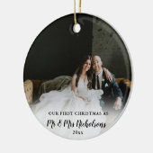 Eerste Kerstmis als Mr & Mrs. Foto Overlay Keramisch Ornament (Links)