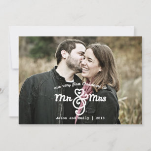 Eerste Kerstmis als Mr & Mrs Holiday Fotokaart Feestdagenkaart