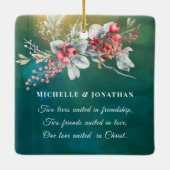 Eerste Kerstmis als Mr & Mrs Inspirerend bruiloft Keramisch Ornament (Achterkant)