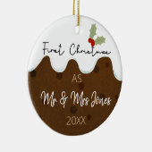 eerste Kerstmis als Mr & Mrs Kerstpudding Keramisch Ornament (Rechts)