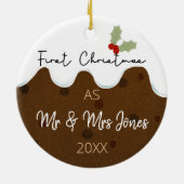 eerste Kerstmis als Mr & Mrs Kerstpudding Keramisch Ornament (Achterkant)