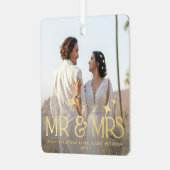 Eerste Kerstmis Als Mr & Mrs naam foto modern Metalen Ornament (Voorkant links)